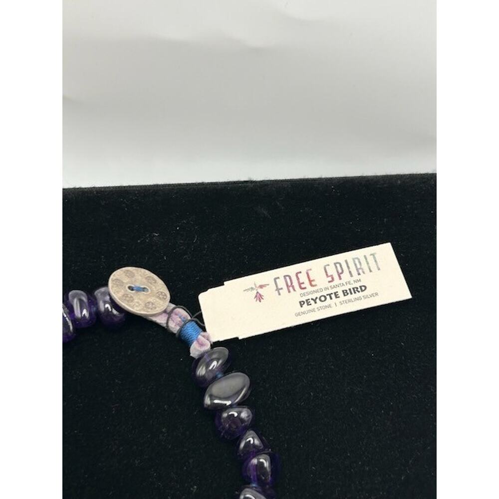 NWT Peyote Bird Amethyst Chip Beads Necklace Genuine Stone Sterling Silver 17" - Picture 4 of 9